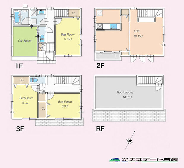 大きなルーフバルコニー付きで街並みを見渡せます。