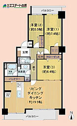 ガーデンハイツ小平2番館 3LDKの間取図画像
