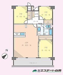 東武みよしみずほ台サンライトマンション西の街C棟 3LDKの間取図画像