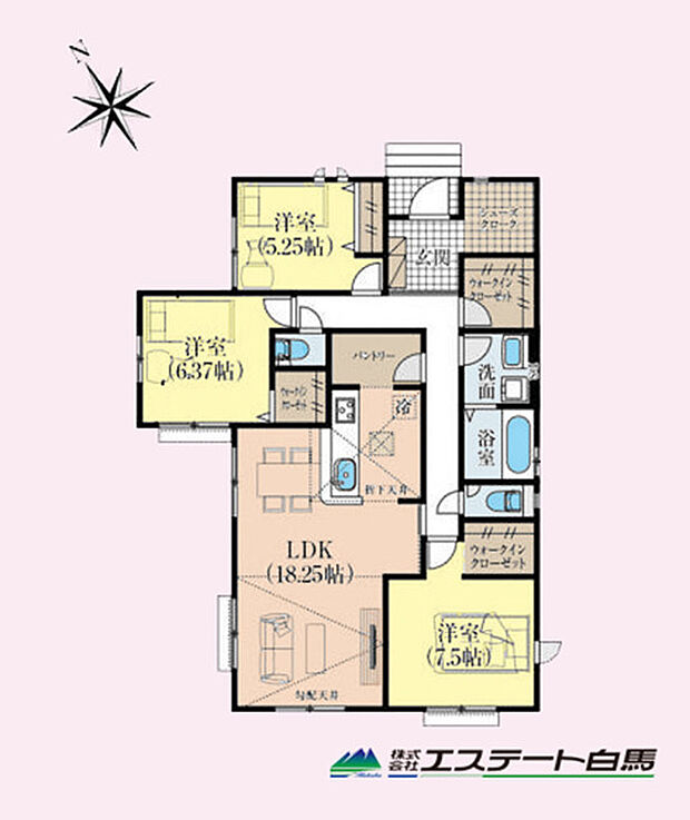 車2台分駐車できる、平屋のお家です。