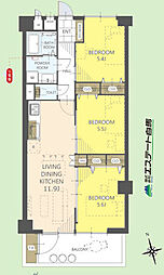 東武鶴瀬西口サンライトマンション 3LDKの間取図画像
