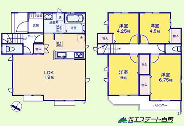 広々19帖の4LDK。南側のバルコニーも広いので、洗濯物干しも楽チンです。