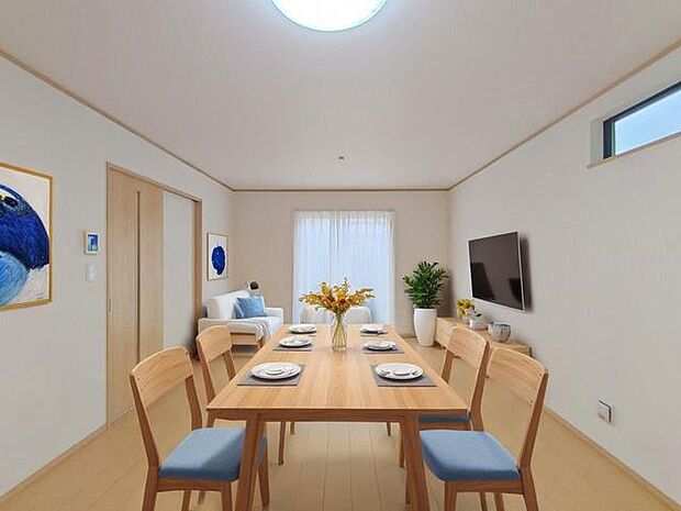 【ＬＤＫ／約16帖】※家具はＣＧです。 南向きの土地で陽当たり良好！