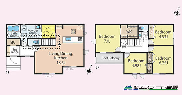 家事動線に配慮した水回り回遊動線