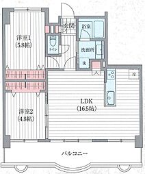 アステールふじみ野壱番館 2LDKの間取図画像