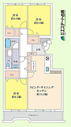 西原グリーンハイツ1号棟 3LDKの間取り