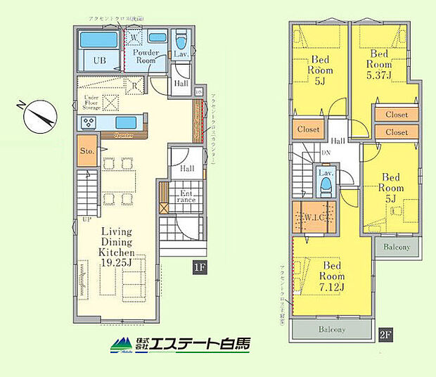 19帖の広々リビングのある大きな4LDKの家