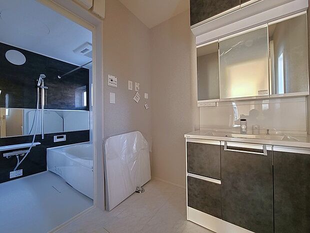 ゆとりの洗面スペースで朝の身支度もスムーズに行えます。 