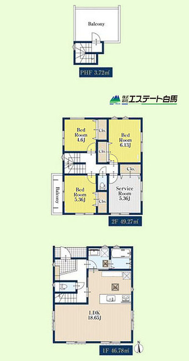 18帖の広々リビングは家具を置いてもゆったり。 2階は各居室2面採光で光もたくさん入ります。