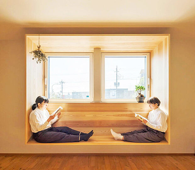 （参考写真）床は杉の無垢材、天井はシナ材、壁はモイスが標準仕様。内装に合わせてオーダーができるのが嬉しい ・プラン建物面積：建物64.46平米PLAN  ・プラン建物価格：3、520万円（税込）