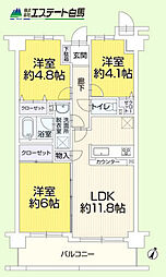 シャルマンコーポ東所沢 3LDKの間取図画像