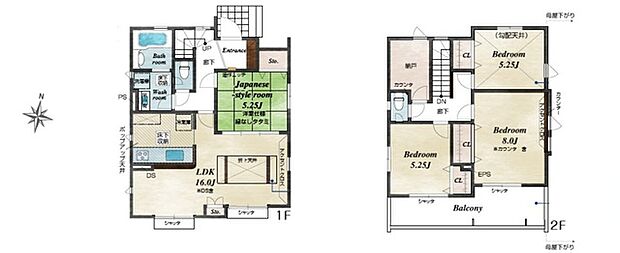 天井を高くしてリビングに解放感をプラスした折上げ天井。収納に便利な納戸付きでゆったり過ごせる間取りです。