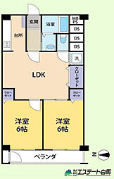 サンコーポ久米川 2LDKの間取図画像