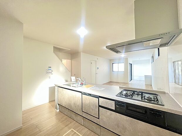 大きな開口部から明るい光が差し込むリビング。日中の室内の明るさがこの部屋の魅力です。