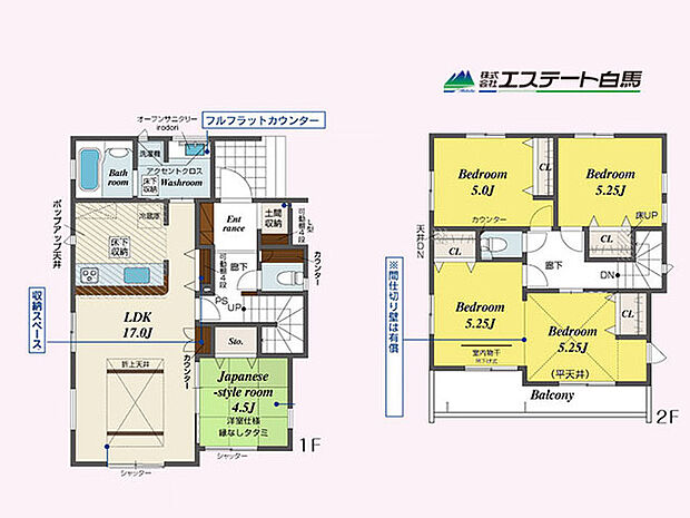 家族構成に併せて4LDK→5LDKに変更可能です。