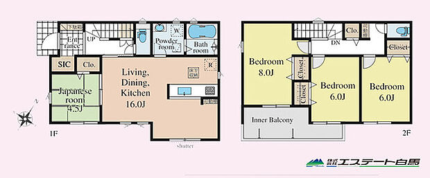 全居室南西向きの明るい間取り。