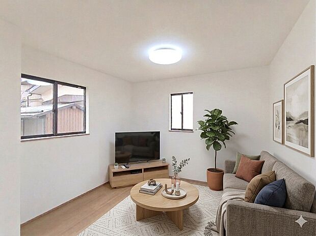 【ＬＤＫ／約13.4帖】 建物完成済み！ご内見は平日・休日を問わず、いつでも受け付けております。お気軽にお問い合わせください。 ※家具はＣＧ合成によるものです。