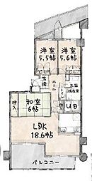 エステスクエア武蔵藤沢 3LDKの間取図画像