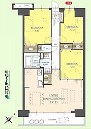 エクレール武蔵野ヒルズB棟 3LDKの間取図画像