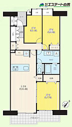 UR都市機構入間駅前プラザ8号棟 3LDKの間取図画像