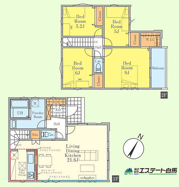 ゆとりある約21帖のLDK