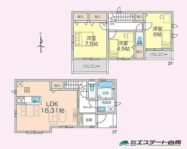 全室南向きの明るい間取り