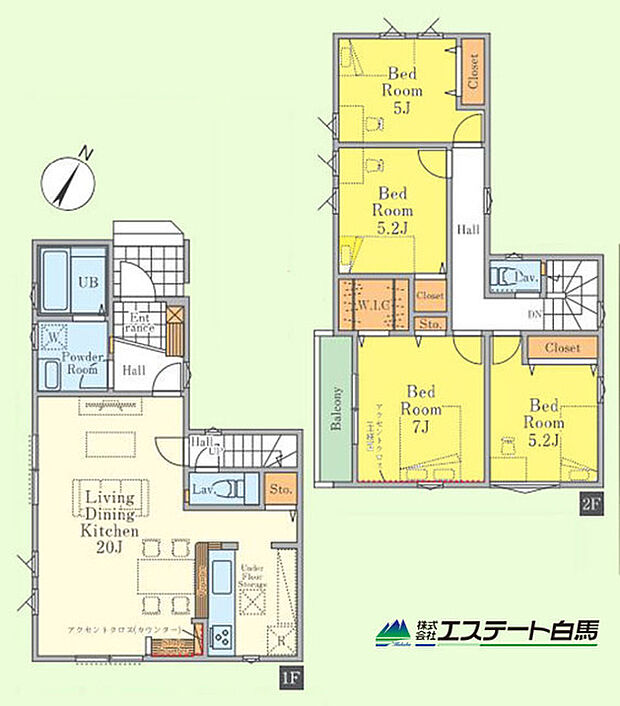ゆとりある約20帖のLDK