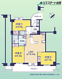 コスモ志木 3LDKの間取図画像