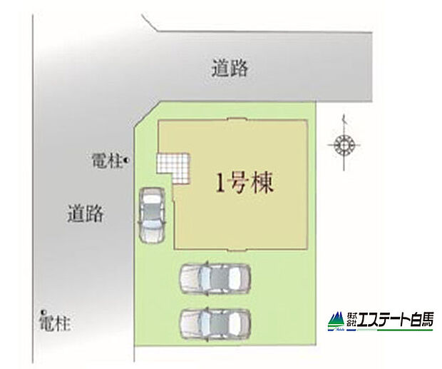 角地に面した解放感のある立地です。