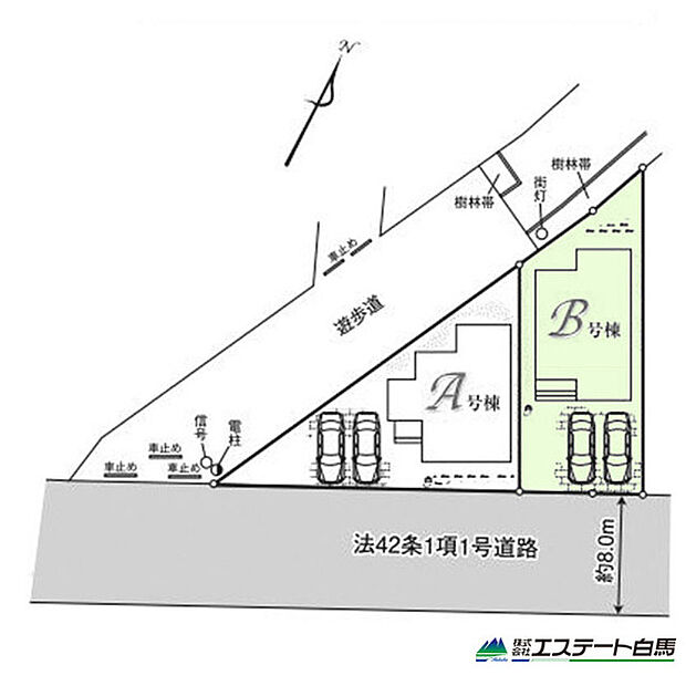 2方道路で開放感あります