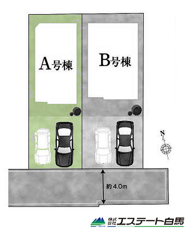 カースペース並列2台駐車可能です。(車種による)