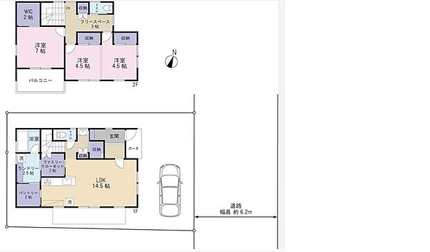 ・プラン間取り：3LDK＋WIC＋パントリー　・プラン建物価格：2225万円（外構別）　・プラン建物面積：98.12平米（29.67坪）