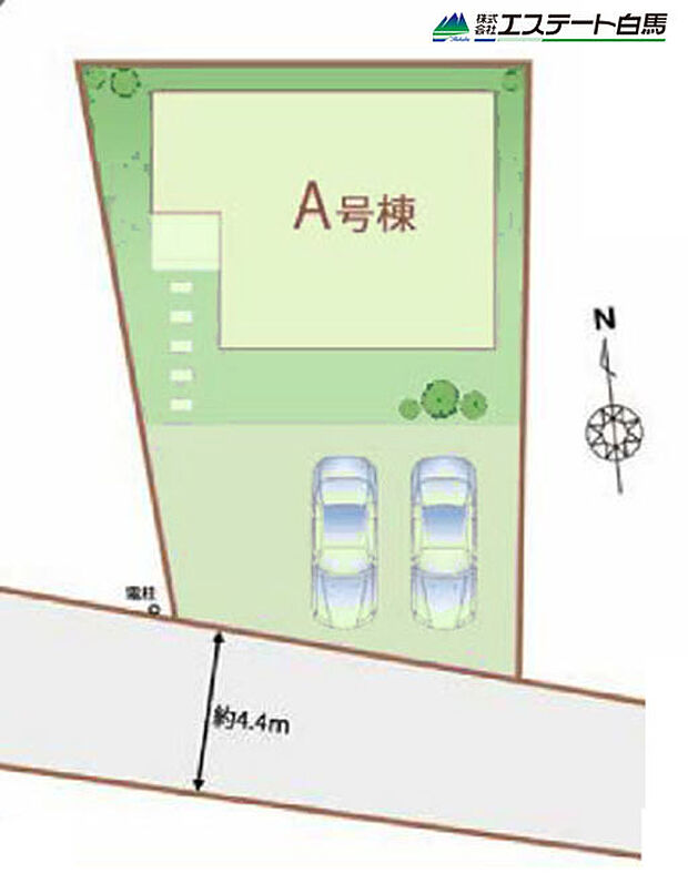 区画図 南道路で日当たり良好です