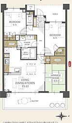 プラウド大宮日進 3LDKの間取図画像