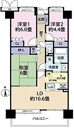 パークスクエア浦和埼大通り 3LDKの間取図画像