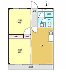 シャトー利休 2DKの間取図画像