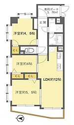 ライオンズガーデン若葉 3LDKの間取図画像
