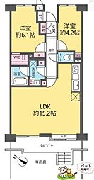 浦和パーク・ファミリアA棟 2LDKの間取図画像