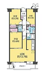 アルス浦和元町 3LDKの間取図画像