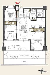 ティアラレジデンス 2SLDKの間取図画像