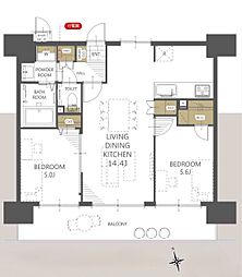 アイディスクエア川越新富町 2LDKの間取図画像