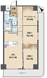 ベルドゥムール春日部駅前 2SLDKの間取図画像