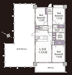 キャッスル伊奈 3LDKの間取図画像