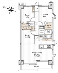 オーベル大宮・東宮原 3LDKの間取図画像