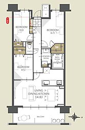 レーベン東鷲宮テラス 3LDKの間取図画像