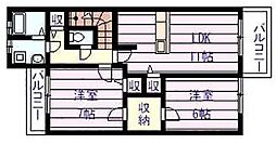 メゾン ラフィーネ 2階2LDKの間取り