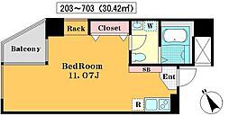 新橋アーバンコート ワンルームの間取図画像