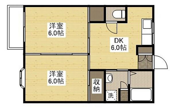 広島県広島市東区戸坂中町(賃貸アパート2DK・2階・46.17㎡)の写真 その2