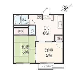 グリーンハイム 2DKの間取図画像