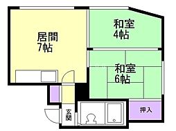 小松コーポ 2階2DKの間取り